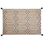 Area Rug Beige And Black Shaggy 160 X 230 Cm Geometric Pattern