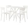 Garden Dining Set White Synthetic 4 Stacking Chairs Square Table Lightweight Plastic