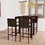 Vidaxl 5 Piece Outdoor Bar Set With Armrest Poly Rattan Brown