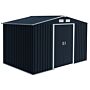 Outsunny 9 X 6ft Outdoor Garden Roofed Metal Storage Shed Tool Box With Foundation Ventilation & Doors, Dark Grey