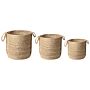 Set Of 3 Storage Baskets Jute Natural 30 Cm Laundry Bins Containers