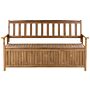 Outdoor Bench With Storage Solid Acacia Wood 3 Seater 160 Cm Light Colour