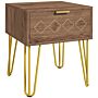 Homcom Bedside Table With Drawer, Wooden Nightstand, Modern Sofa Side Table With Gold Tone Metal Legs