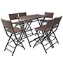 Vidaxl 7 Piece Folding Outdoor Dining Set Steel Poly Rattan Brown