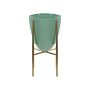 Plant Stand Green With Gold Iron 16 X 16 X 31 Cm Metal Flower Pot Uv Resistant Modern Industrial Standing Planter