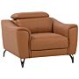 Armchair Brown Leather 98l X 104w X 93h Adjustable Headrest Retro Beliani