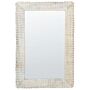 Wall Mirror Off-white Mango Wood Frame 63 X 94 Cm Whitewash Distressed Finish Vintage Style Wall Decor