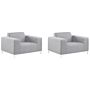 Set Of 2 Garden Armchairs Light Grey Fabric Upholstery White Aluminium Legs Furniture Weather Resistant Outdoor