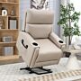 Homcom Lift Chair, Electric Riser And Recliner Chair With Vibration Massage, Heat, Cup Holders, Side Pockets, Beige