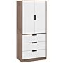 Homcom 2 Door Wardrobe, Modern Wardrobe With 3 Drawers And Hanging Rod For Bedroom, Brown