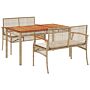 Vidaxl 3 Piece Garden Dining Set With Cushions Beige Poly Rattan