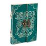 Leather Green Peace With Lock Notebook (7x5")