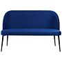 Kitchen Sofa Navy Blue Velvet Fabric Upholstery 2-seater Metal Frame Black Legs Bench