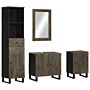 Vidaxl 4 Piece Bathroom Furniture Set Black Solid Wood Mango