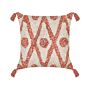 Decorative Pillow Beige And Orange Cotton 45 X 45 Cm Geometric Pattern Boho Design Throw Cushion