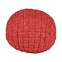 Pouffe Red Velvet 45 X 35 Cm Basket Weave Handmade Round Eps Filling Footstool Ottoman