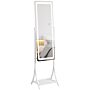 Homcom Free Standing Dressing Mirror With Led Lights, Full Length Mirror With 3 Temperature Colours And Storage Shelf