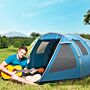 Outsunny 3-4 Man Tunnel Tent, Two Room Camping Tent With Windows And Covers, Portable Carry Bag, For Fishing, Sports, Festival - Blue