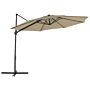 Garden Sun Parasol Taupe Pole Fabric 295 Cm Swivel Weather Uv Resistant