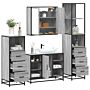 Vidaxl 4 Piece Bathroom Furniture Set Grey Sonoma Engineered Wood