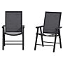 Outsunny Set Of 2 Foldable Metal Garden Chairs Outdoor Patio Park Dining Seat Yard Furniture Dark Grey