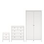 Madrid 3 Piece Bundle, Bedside, Chest And 2 Door Wardrobe In White