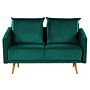 Sofa Emerald Green Velvet 2 Seater Back Cushioned Seat Metal Golden Legs