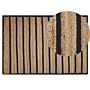 Area Rug Carpet Black And Beige Cotton Jute Striped 140 X 200 Cm