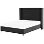 Slatted Bed Frame Black Velvet 6ft Eu Super King Size Upholstered Tufted Headrest Nailhead Trim