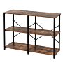 Homcom 3-tier Industrial Style Shelf Metal Frame Smooth Shelves Adjustable Feet Home Office Display Storage Unit Sleek 76x120cm Brown