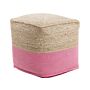 Pouf Ottoman Pink Jute Eps Beads Filling Square 44 X 44 Cm