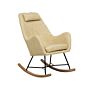 Rocking Chair Yellow Fabric Metal Legs Wooden Skates