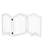 Pawhut Dog Gate Wooden Foldable Small Sized Pet Gate Stepover Panel With Support Feet Freestanding Safety Barrier For The House Doorway Stairs White