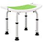 Homcom 6-level Height Adjustable Aluminium Bath Room Stool Chair Shower Non-slip Design W/ Padded Seat Drainage Holes Foot Pad, Green