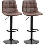 Homcom Adjustable Bar Stools Set Of 2, Counter Height Barstools Dining Chairs 360° Swivel With Footrest, Brown