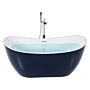 Bath Navy Blue With White Sanitary Acrylic Single 170 X 77 Cm Freestanding Modern Beliani