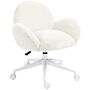 Homcom Makeup Vanity Chair, Cute Fluffy Desk Chair With Rolling Wheels Cream White