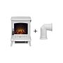 Adam Aviemore Electric Stove In White Enamel With Angled Stove Pipe