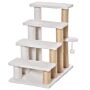 Pawhut Pet Stair With 4-step Climb Ladder, Scratching Posts, Platforms, Toy Ball, For Indoor Elderly Cats Kittens, White