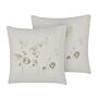 Set Of 2 Cushions Off-white Polyester 45 X 45 Cm Leaf Foil Print With Filling Zipper Scatter Throw Pillow