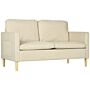 Homcom 143cm 2 Seater Sofa For Living Room, Modern Fabric Couch, Loveseat Sofa Settee With Wood Legs And 2 Pockets For Bedroom And Home Office, Beige