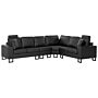 Corner Sofa Black Leather Upholstery Left Hand Orientation With Adjustable Headrests