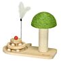 Pawhut Mushroom-shaped Cat Scratching Post, With Toy Balls, Feather For Indoor Cats, 35 X 21 X 26cm - Natural Tone