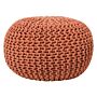 Pouf Ottoman Copper Knitted Cotton Eps Beads Filling Round Small Footstool 40 X 25 Cm