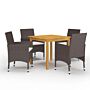 Vidaxl 5 Piece Garden Dining Set With Cushions Brown