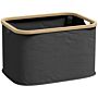 Homcom 36l Foldable Laundry Basket, With Bamboo Top - Black