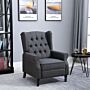 Homcom Recliner Armchair, Reclining Chair, Wingback Chair With Button Tufted Back And Footrest, Dark Grey