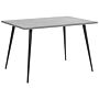 Dining Table Concrete Effect Top Black Metal Legs Rectangular 120 X 80 Cm For 4 People Modern Glamour Style Beliani