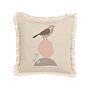 Decorative Cushion White Bird Motif 60 X 60 Cm Scatter Toss Pillow Print