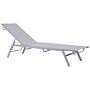 Sun Lounger Grey And Silver Steel Frame Adjustable Backrest Uv Resistant Beliani